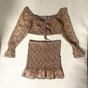 Almost Famous Blush Floral Smocked Two-Piece Set